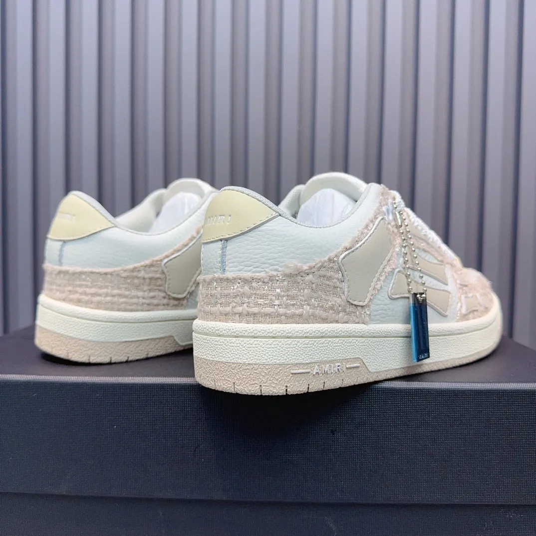 Men's men's shoes 💰600 AMIRI high street sneakers with bone sports shoes, toe layer cowhide upper, upper side bones, hand-stitched, good three-dimensional effect, customized metal LOGO, size 38-45 46